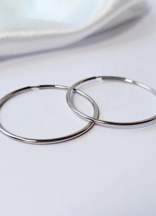 Серебряные женские серьги сережки кольца 33 мм серебро 925 пробы родированное 1119с 2.84г