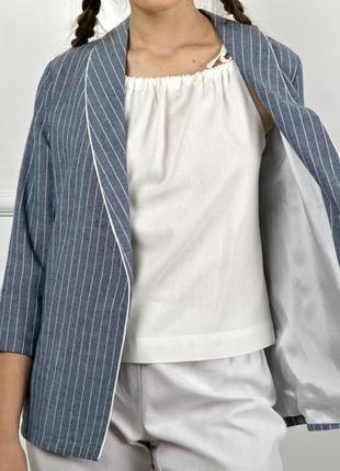 Жіночий піджак із натурального льону на підкладці6 фото