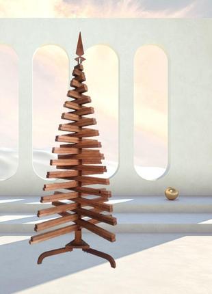 Святкова дерев'яна різдвяна ялинка в скандинавському стилі, святковий декор ручної роботи для дому