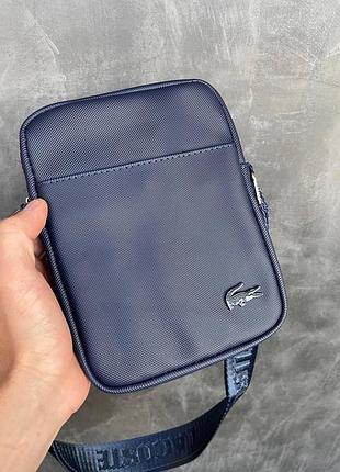 Мужская синяя сумка через плечо lacoste брендовая барсетка с плечевым ремнем сумка-планшетка лакосте