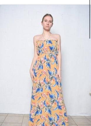 Макси платье принт листья asos