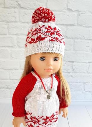 Одежда на кукол паола рейна 40 см зимний комплект бело-красный4 фото