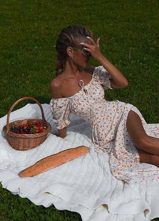 Жіноча літня сукня в квітковий принт з натуральної тканини8 фото