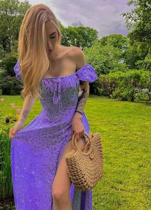 Женское летнее платье в цветочный принт из натуральной ткани2 фото