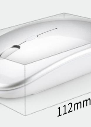Беспроводная бесшумная игровая мышь white 2.4g + bluetooth с аккумулятором и подсветкой5 фото