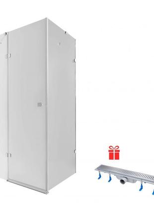 Набор qtap душевая кабина capricorn crm1018rc6 100х80, стекло clear 6 мм + трап линейный dry fb304-600 с сухим