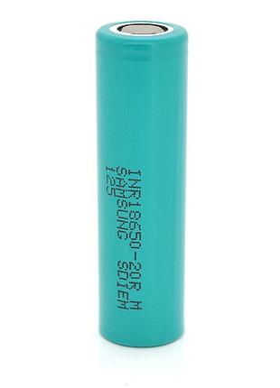 Акумулятор li-ion 18650 samsung inr18650-20r, 2000mah, 22a, 4.2/3.7/2.5v, green, 2 шт в упаковці, ціна за 1 шт