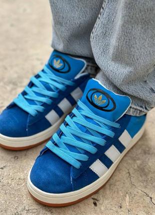 Adidas campus bright blue white7 фото