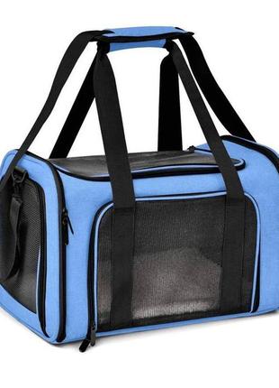 Сумка переноска для котів та собак 31x45x30 см cosmopet cp-47-2 jeans blue