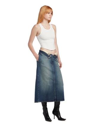 Длинная джинсовая юбка миди юбка со состаренным эффектом dkny джинсовая юбка мыды длинная юбка вываренная юбка