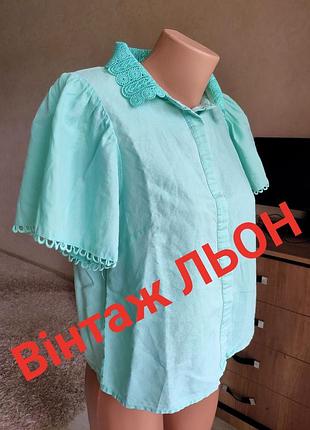 Винтажная нежная льняная блуза