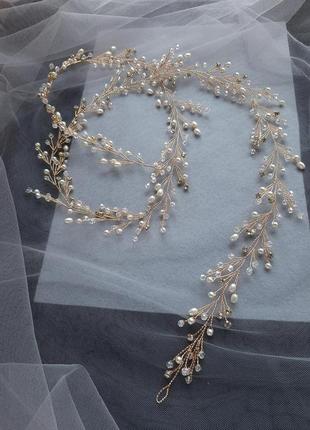 Свадебное украшение для волос, веточка в прическу, украшение в прическу невесте, свадебные украшения2 фото