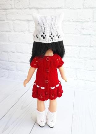 Одяг на ляльку паола рейну, червоне плаття з шапочкою.6 фото