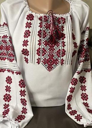 Етно вишиванка на білому домотканому полотні         тм savchukvyshyvka. ж-24112 фото