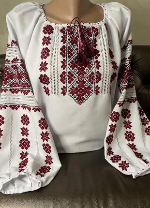 Етно вишиванка на білому домотканому полотні         тм savchukvyshyvka. ж-24117 фото