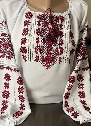 Етно вишиванка на білому домотканому полотні         тм savchukvyshyvka. ж-24113 фото