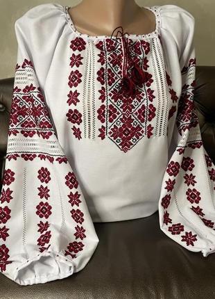 Етно вишиванка на білому домотканому полотні         тм savchukvyshyvka. ж-24115 фото