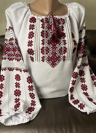 Етно вишиванка на білому домотканому полотні         тм savchukvyshyvka. ж-24116 фото