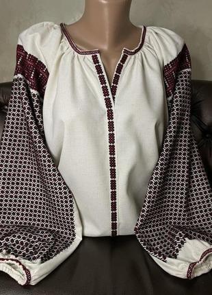 Стильна жіноча вишиванка на сірому льоні ручної роботи. ж-23254 фото