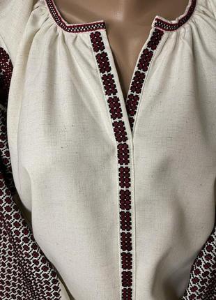 Стильна жіноча вишиванка на сірому льоні ручної роботи. ж-23258 фото