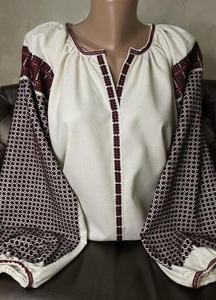 Стильна жіноча вишиванка на сірому льоні ручної роботи. ж-23255 фото