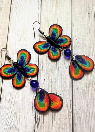 Серьги в виде бабочки с павлиньими крыльями6 фото
