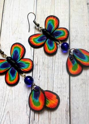 Серьги в виде бабочки с павлиньими крыльями4 фото