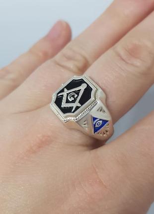Кольцо перстень масонская печатка серебро 9253 фото