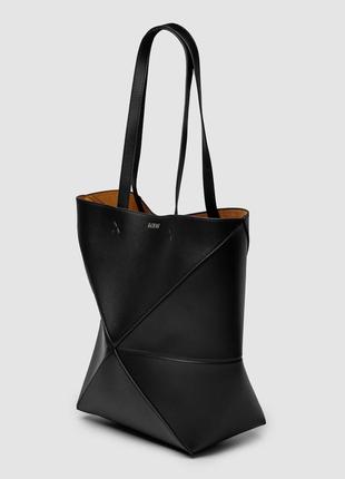 Жіноча сумка - шопер loewe medium puzzle leather tote bag чорна7 фото