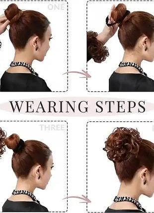 Гумка шиньйон для волосся з волосся колір світло каштановий