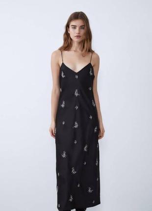 Шикарное черное платье из комбинации zara
