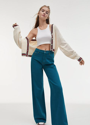 Джинсы бирюзовые pull & bear палаццо