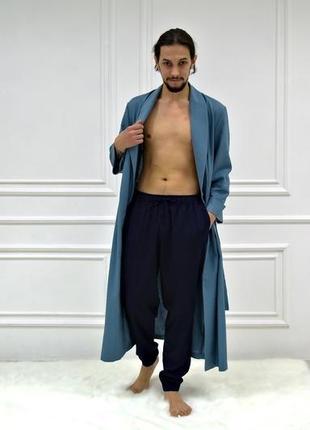 Мужской халат из натурального льна3 фото
