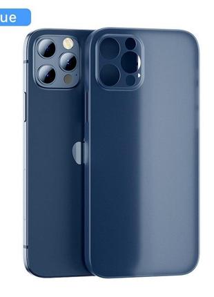 Ультратонкий чохол для iphone 12 blue max синій матовий пластик