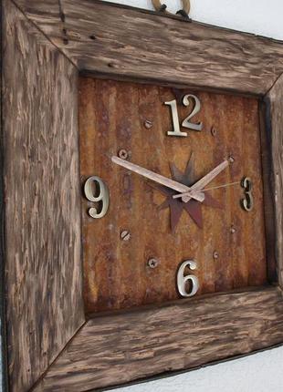 Часы настенные деревянные в стиле "лофт"2 фото