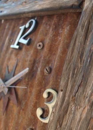 Часы настенные деревянные в стиле "лофт"3 фото