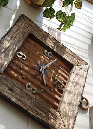 Часы настенные деревянные в стиле "лофт"4 фото