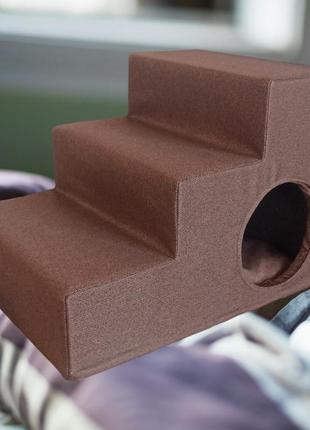 Пандус-сходинки з лежаком для собак і котів 50x36x35 см сірий