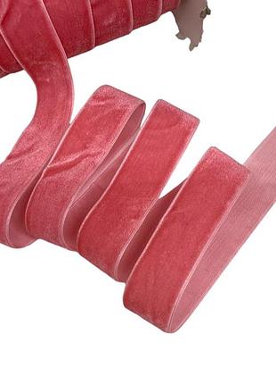 Велюр  стрічка 2,5 см , колір-рожевий, метр, рожевий