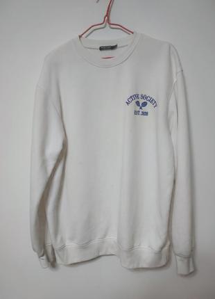 Толстовка реглан кофта чоловіча біла man over size, розмір m - l - xl.