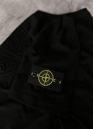 Мужской комплект футболка шорты stone island черный2 фото