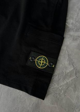 Чоловічий комплект футболка шорти stone island чорний4 фото