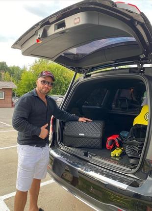 Органайзер в багажник авто lexus от carbag черный с черной строчкой и черной окантовкой2 фото