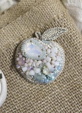 Винтажное хрустальное яблочко с натур. камней, размер s