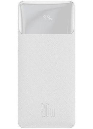 Портативний акумулятор павербанк baseus bipow 30000 mah 20 w usb-c 2 x usb qc 3.0 white (ppdml-n02)