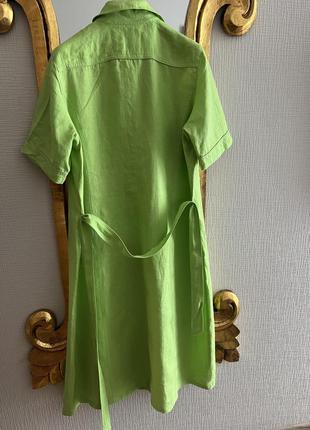 Стильное платье из льна цвета молодой зелени marina rinaldi3 фото