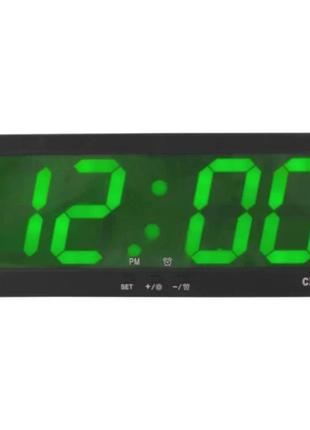 Настольные (настенные) электронные led часы с будильником и большими цифрами caixing cx-2258 (зеленый свет)