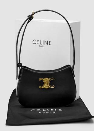 Женская сумка celine medium tilly bag in shiny calfskin black черная
