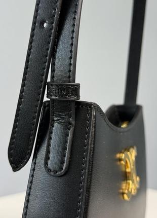 Жіноча сумка celine medium tilly bag in shiny calfskin black чорна6 фото