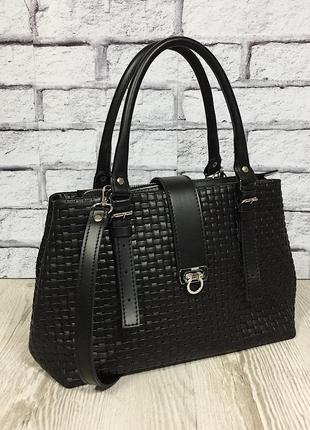 Класична жіноча сумка "хлоя" з натуральної шкіри чорного кольору